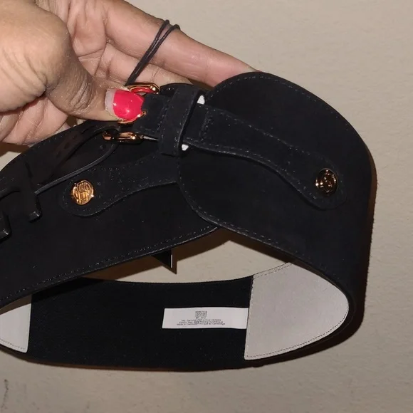 House Of Harlow 1960 Suede/Genuine Leather Black Belt - Size M/L